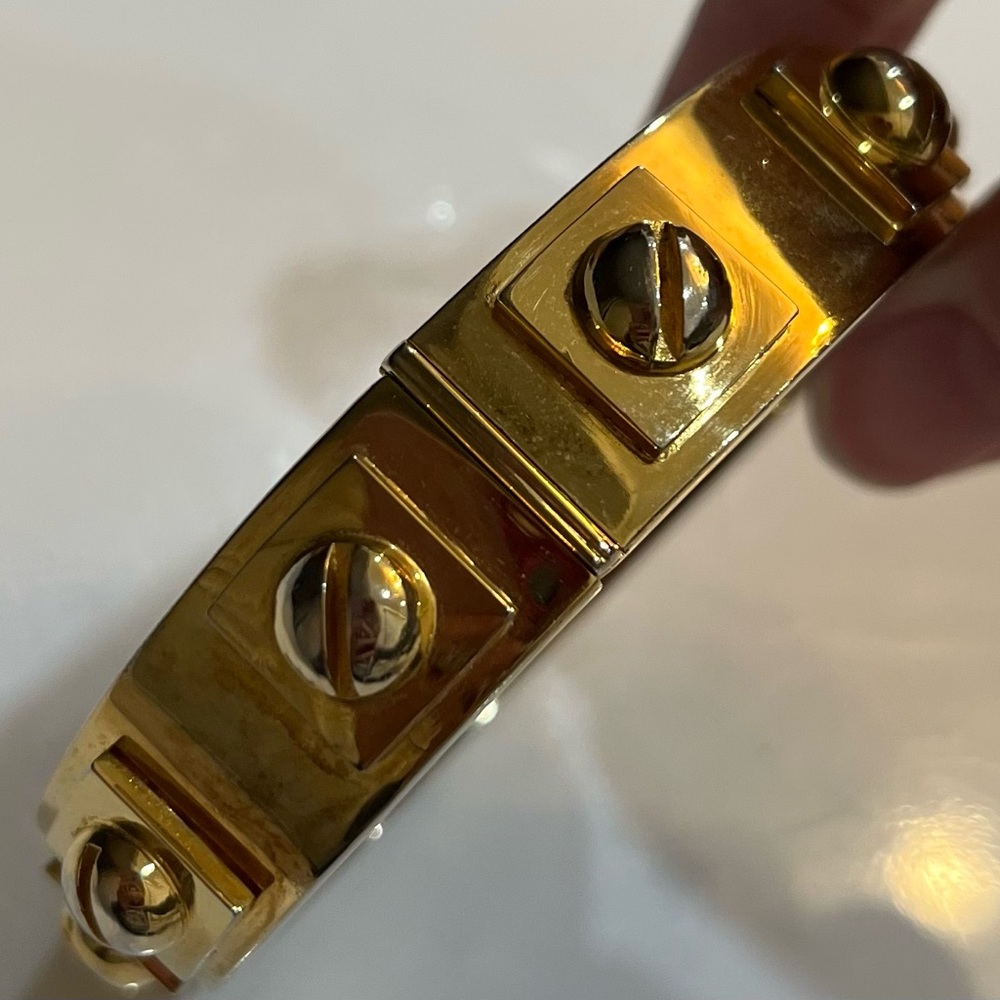 EDDIE BORGO STAMPED 925 gold plated hinged bracelet.  Approx 7 inches x 2 inch w
